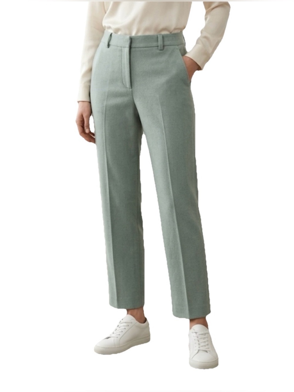 Vince Pleated Women’s Seafoam Mint Green Wool Straight Leg Pants Size 4